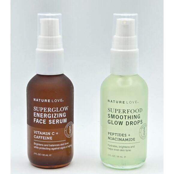 Nature Love- Super Glow Energizing Face Serum + Super Food Smoothing Glow Drops - Picture 1 of 2